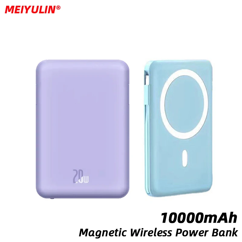 

10000mAh Magnetic Power Bank 15W Wireless External Battery USB C PD 20W Fast Charger With Cable For iphone 14 Samsung Powerbank