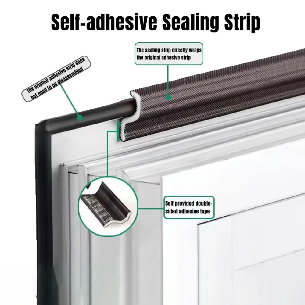 6M Casement Door Window Sealing Strip S Type Soundproof Foam Tape Weather Stripping Dustproof Windproof Gap Filler