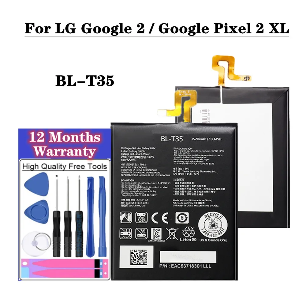 

New 3520mAh BLT35 BL-T35 Battery For LG Google Pixel 2 XL / Google 2 Smart Mobile Phone High Quality Replacement Battery + Tools