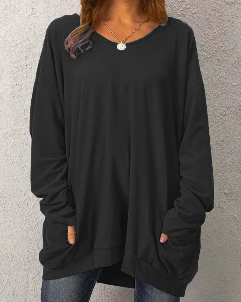 بالإضافة إلى حجم الموضة الأوروبية والأمريكية الجديدة جولة الرقبة قمم عارضة فضفاضة