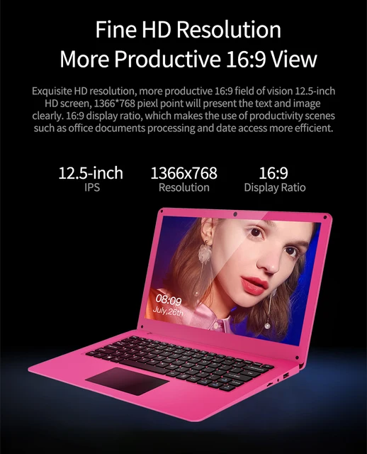 14.1 NeoX 64GB eMMC 4GB RAM Intel Celeron N3350 Laptop - Pink