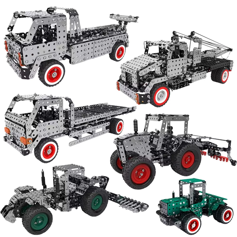 Vite Dado Metallo Building Block Assembly Veicolo Di Ingegneria City Rescue Trailer Boy Tractor Model Toy Regalo Di Compleanno