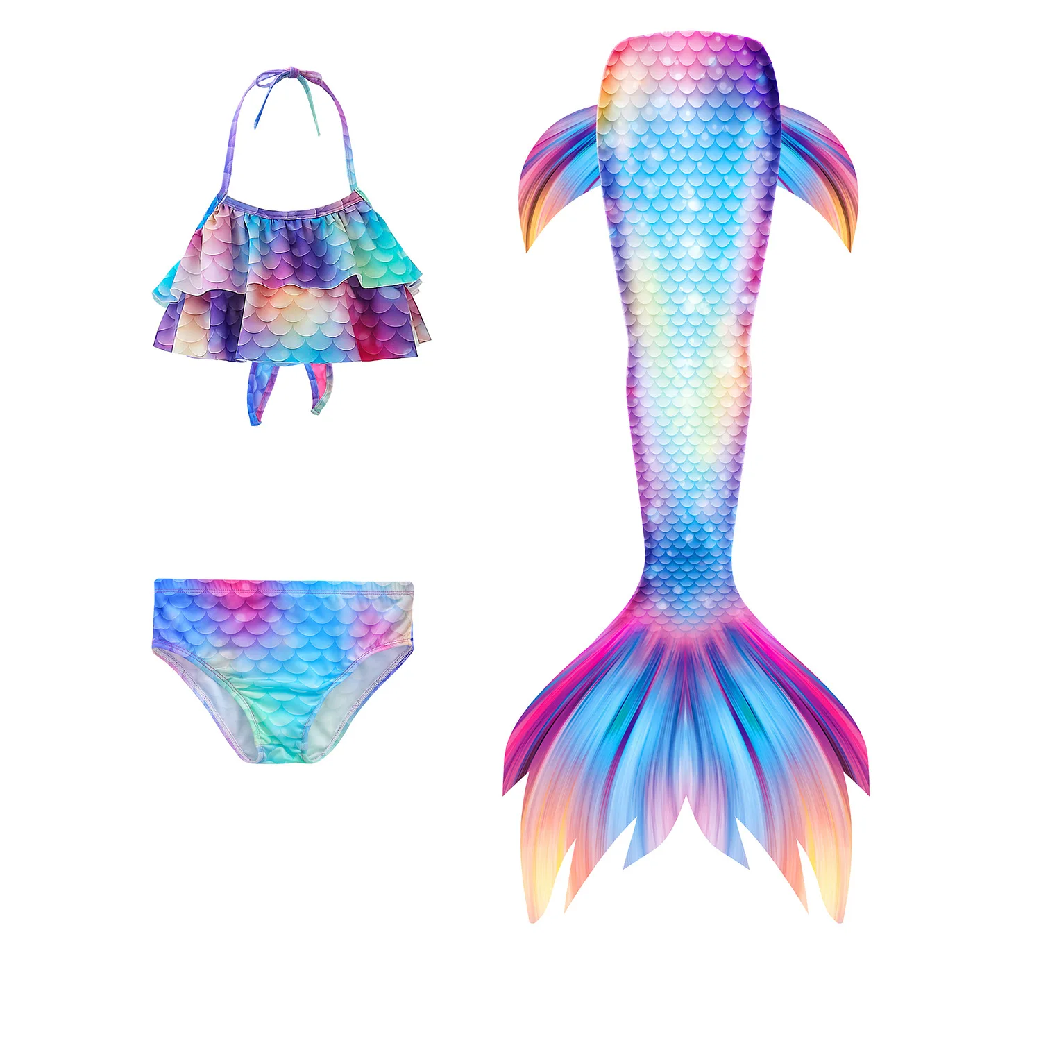 LovelyGirl Mermaid Tail Girls Mermaid Costume Cosplay Dress Kids Mermaid Bikini Swimsuit Monofin Among Costumes Birthday Gift