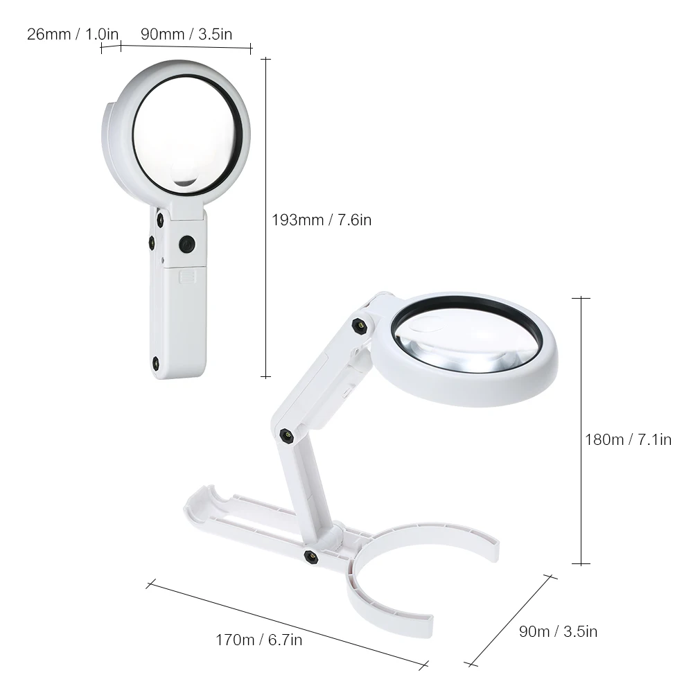 Folding Magnifying Glass 5x 11x with 8 LED Lights Stand for Seniors Reading