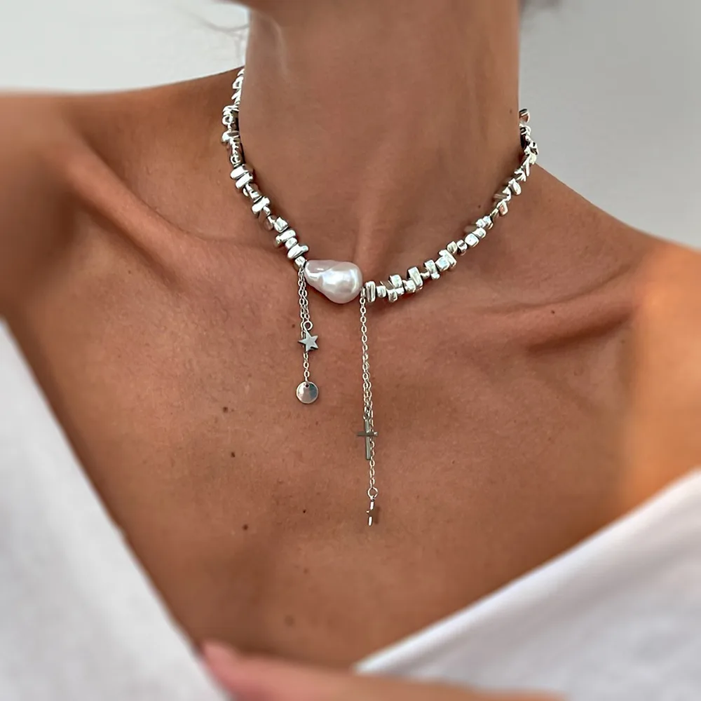 Necklace Elegant Irregular Imitation Pearl Beads for Women Vintage Party Wedding Tassels Choker Fashion Jewelry Accessories Gift
