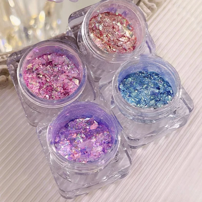 Cosmetics Crystal Fire Pink Aurora Opal Powder Chameleon Glitter Flakes nail powder nail glitter nail pigment nail decoration nail decorations nail flakes mica powder nail powder set fluorescent pigment luminous pigment For Eyeshadow Nail Art Resin Crafts Manicure Paillettes