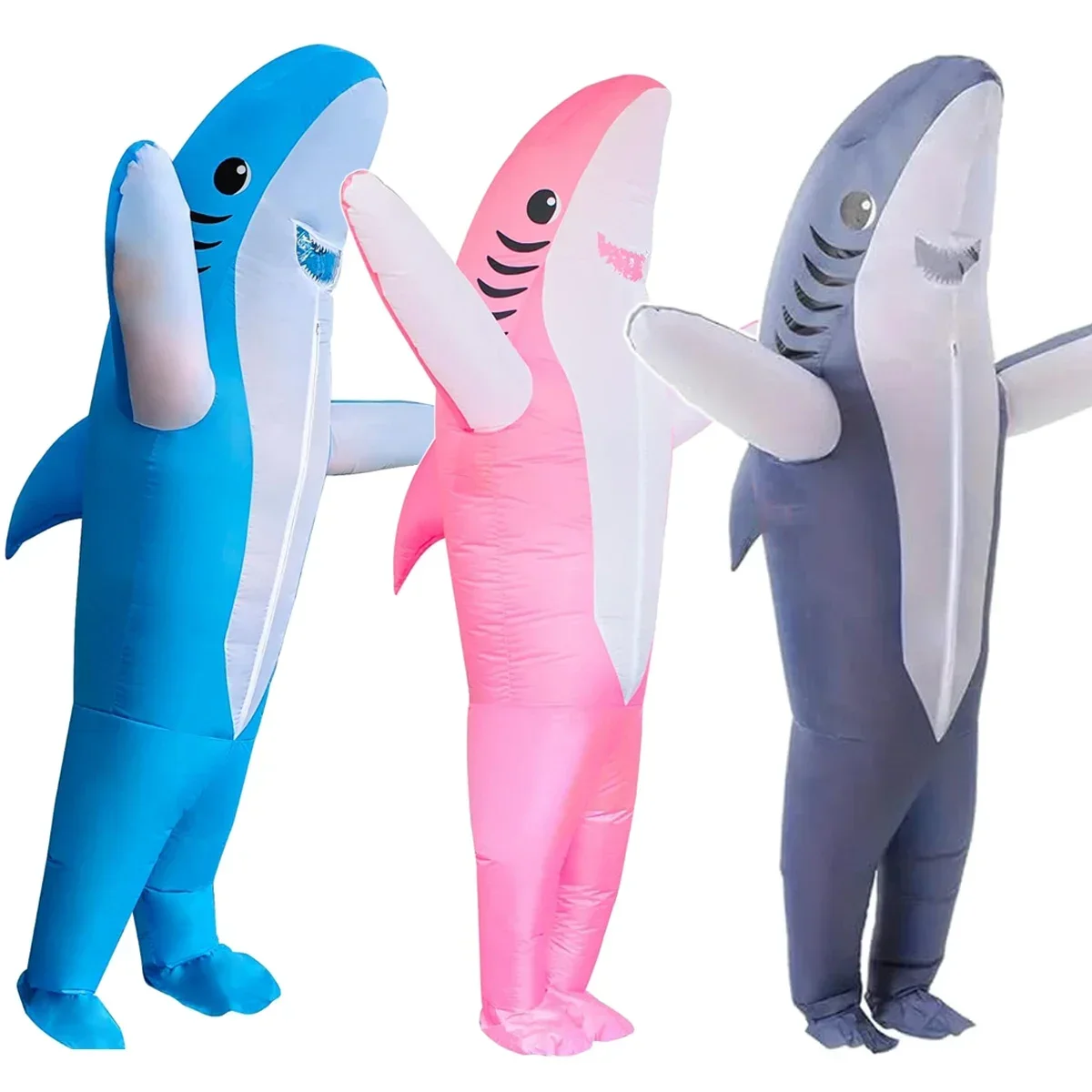 Inflatable Shark Costume Air Blow up Jaws Jumpsuit Fancy Dress Funny ...