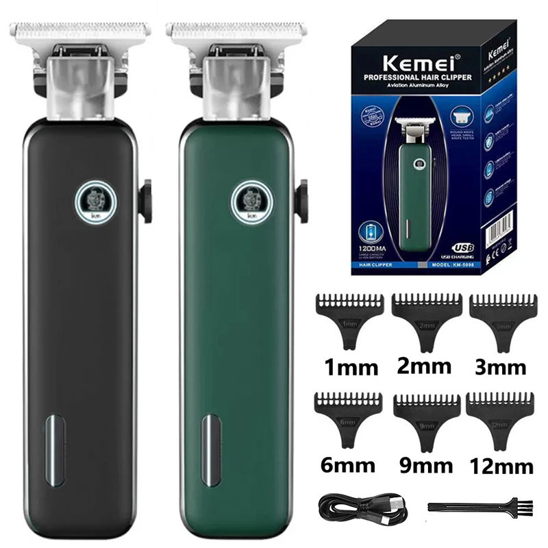 USB Rechargeable Hair Clippers Electric Shaver Beard Trimmer Oil Head Carving Hair Cutting For Men Km-5098