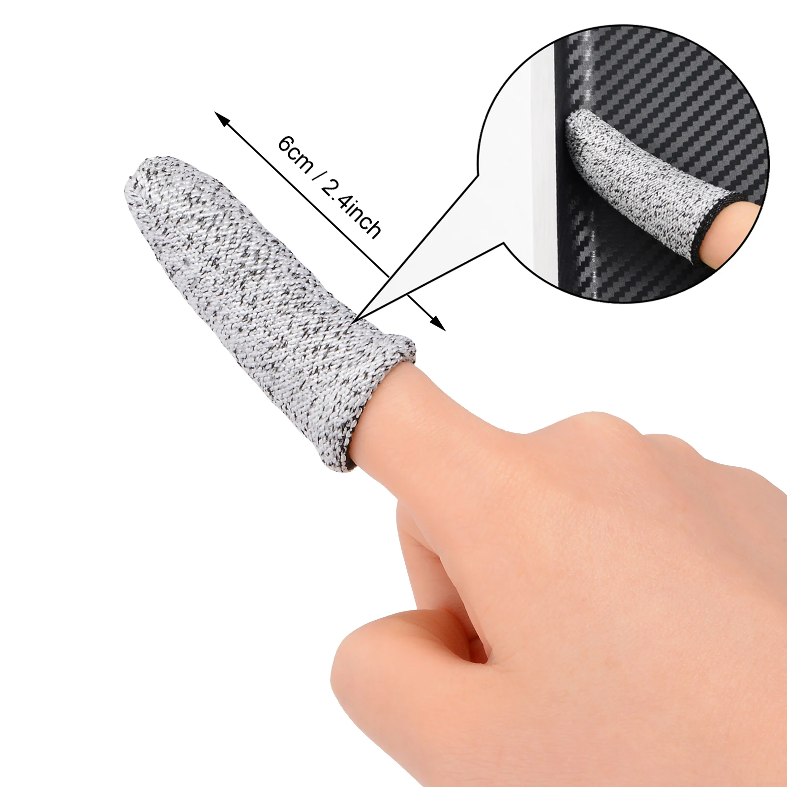 EHDIS Nylon Cut Resistant Gloves Anti-Static Finger Sleeves Cots Carbon Wrap Tint Film Cutting Protector Car Wash Work Gloves