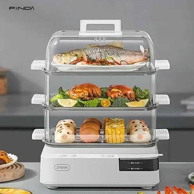 Household electric steamer small multi-functional large capacity three-layer multi-layer stainless steel electric steamer