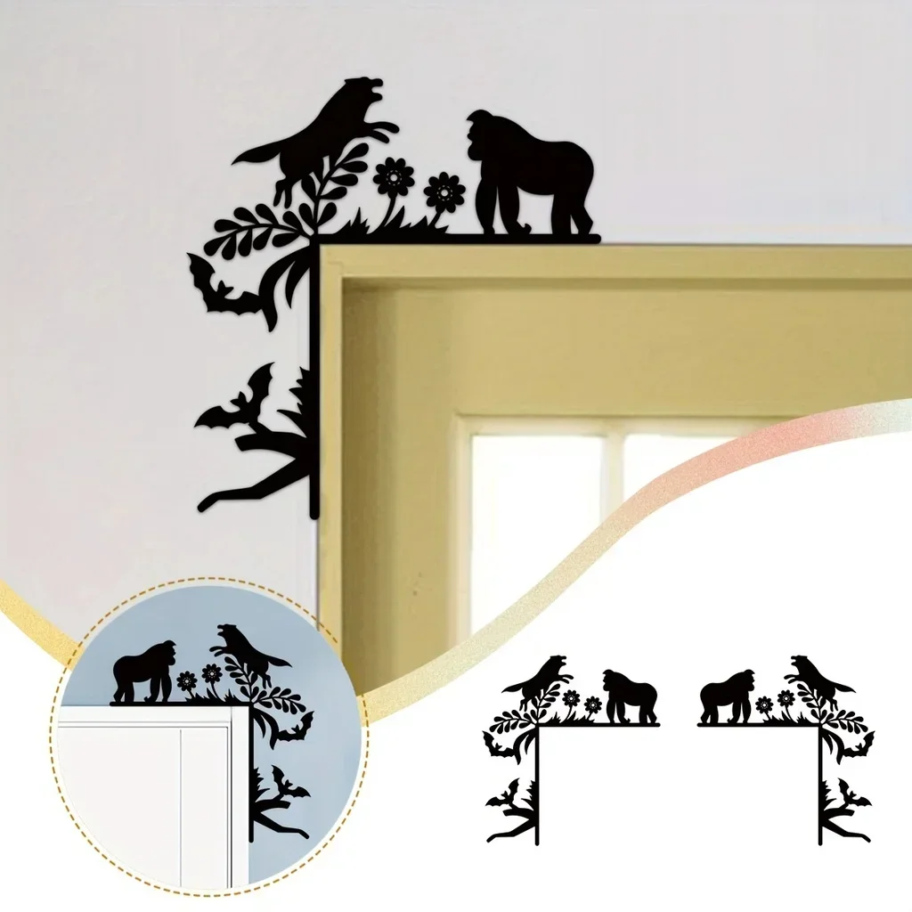 

Metal Orangutan Animal Home Decorative Wall Stickers Door Corner Decoration Door Frame Corner Decor Metal Wall Hanging Decor wal