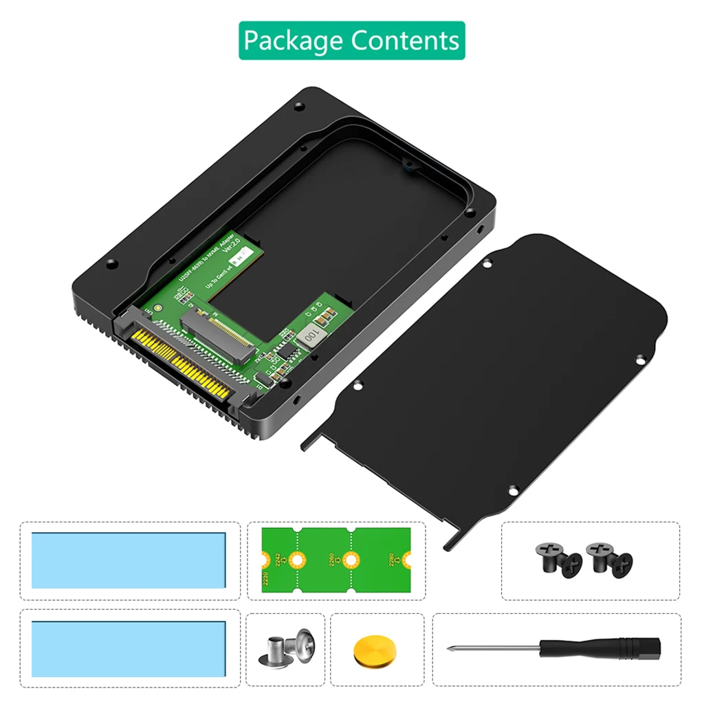 NVME PCIe 5.0 SSD용 M.2 - U.2 SFF-8639 SSD 케이스 M-키 PCIe Gen5 - U2 SFF8639 2.5인치 SSD 인클로저 (2230/2242/2260/2280 호환)