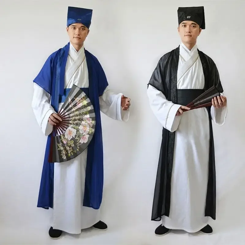 

New style Ancient scholar costume Hanfu national Tang costume men's Chinese silk robe Costume hanfu Dance dres snation