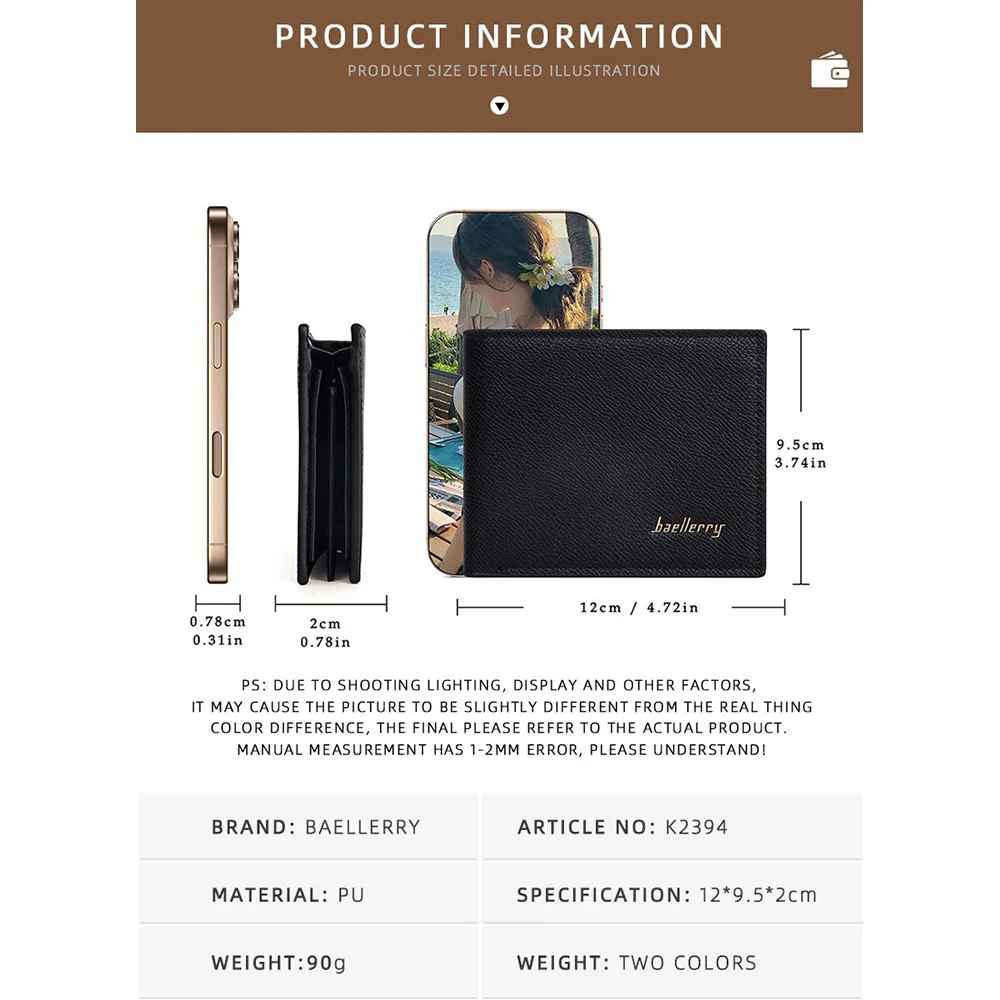 Personalized PU Wallet for Men Slim Front Pocket Zipper Coin Pocket Custom Initials RFID Blocking