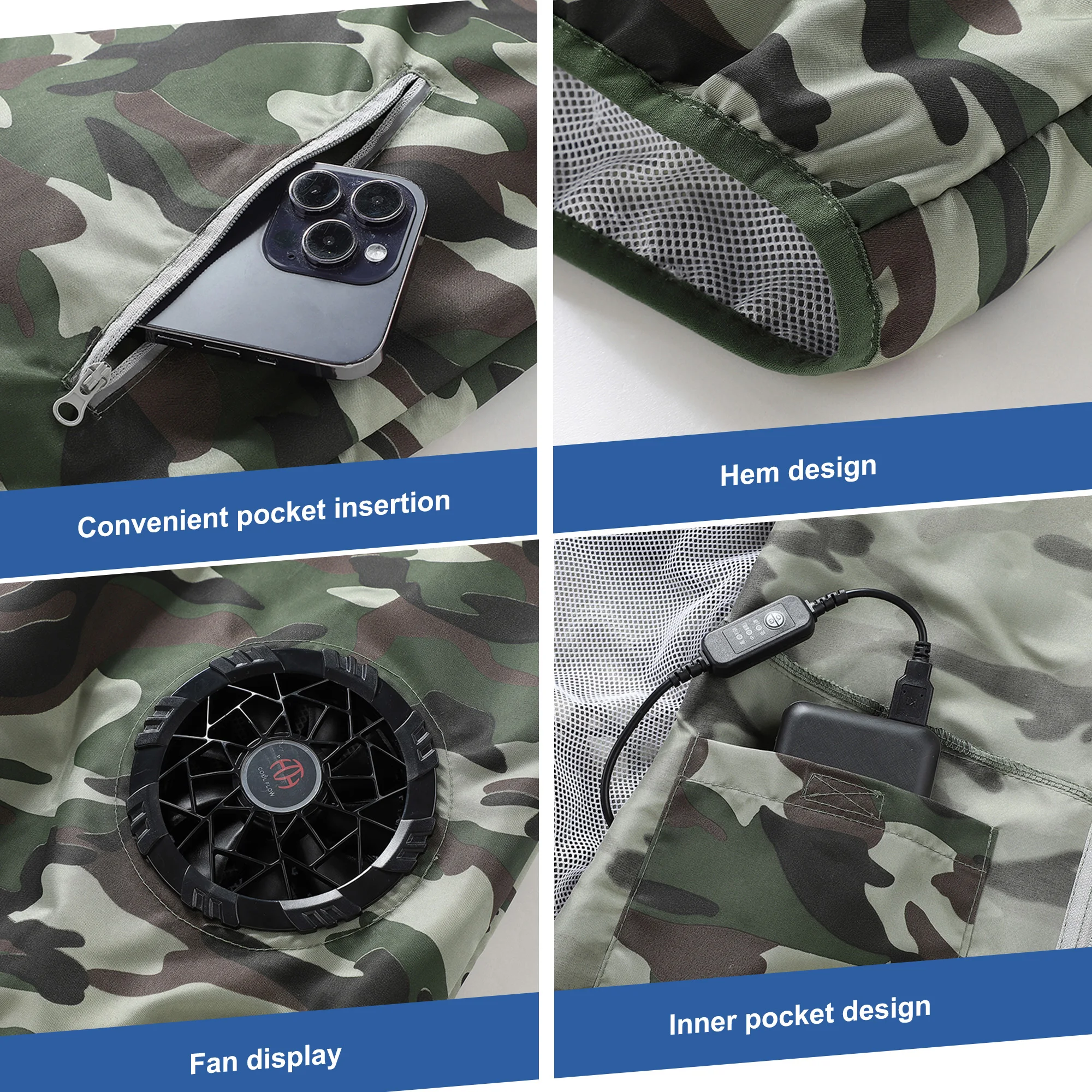 Cooling Vest Electric fan Cooling Fan Air-conditioned Hiking 13 Hours High Temperature Work Fishing