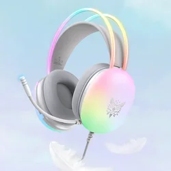 RGB Wired Gaming Headset with Microphone and Portable Design (White)