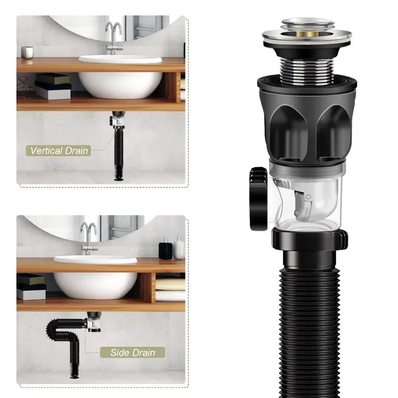 Sink Downpipe Basin Sink Cross Drain Downpipe Bathroom Anti Clogger Retractable Deodorising Strainer Kitchen Accessories