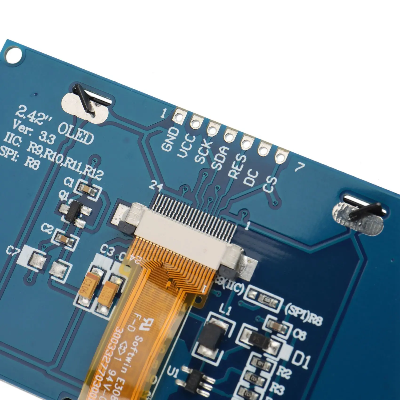 36N 전자 액세서리, 2.42인치 12864 128x64 OLED 디스플레이 모듈 IIC I2C SPI (흰색 글꼴) (파란색)