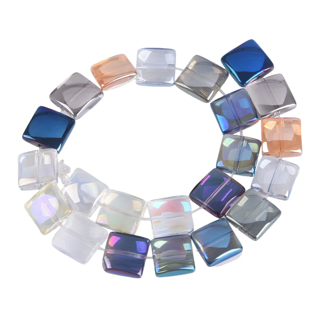 10pcs Glossy Square 12mm Colorful Crystal Glass Loose Beads For Jewelry Making DIY Crafts Findings