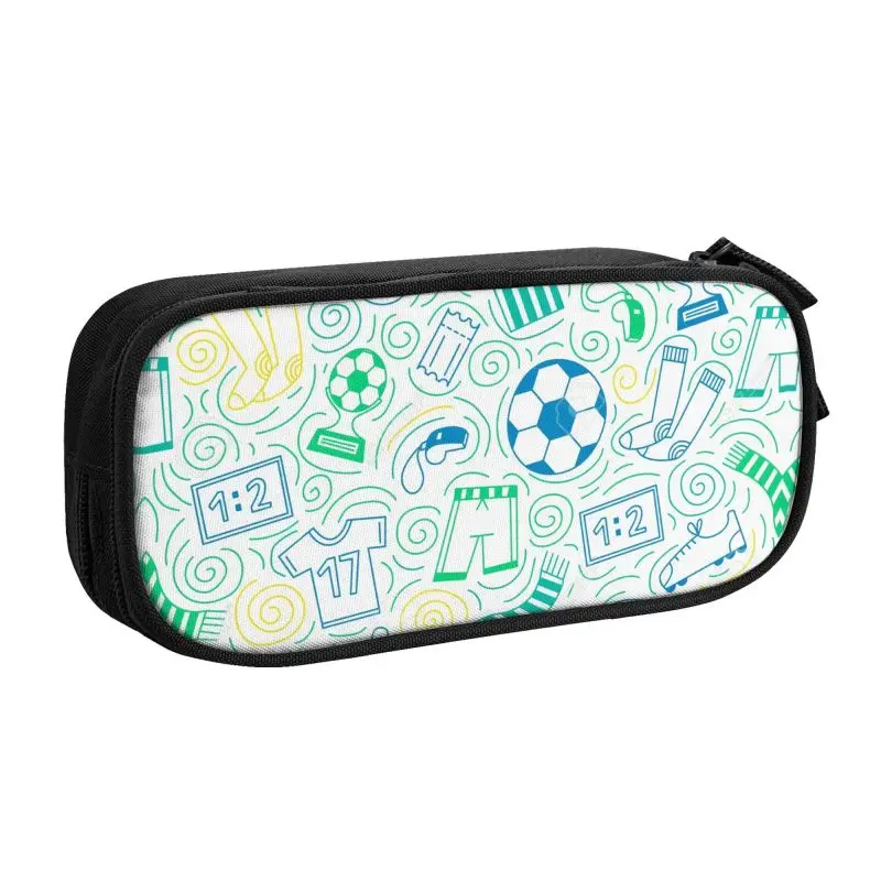 Kawaii Soccer Sport Pattern Football Collage Pencil Case per