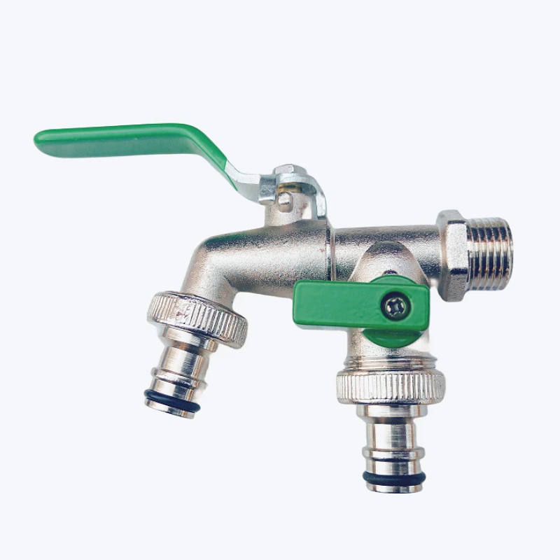 1pcs Gardening zinc alloy faucet one in two out 4 points faucet Green 2