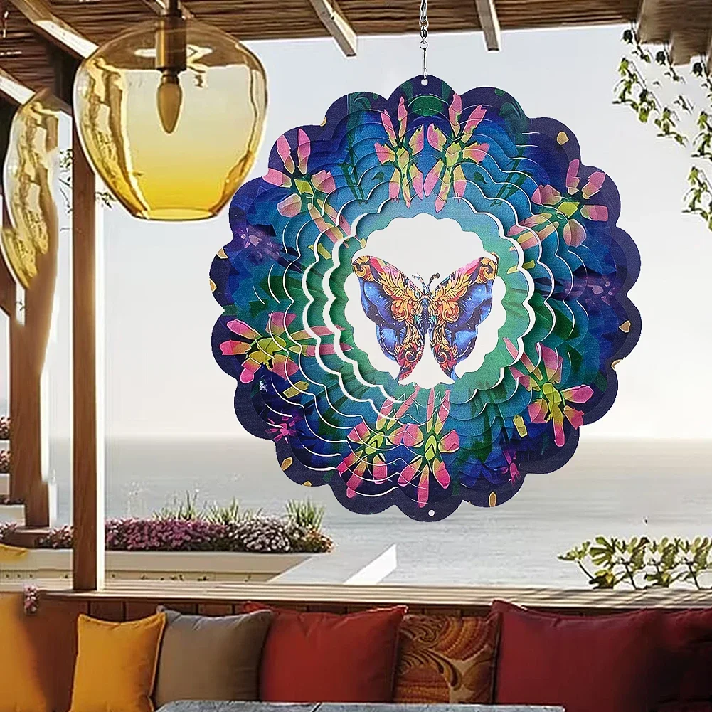 3D Kinetic Wind Spinner Colorful Butterfly Wind Sculpture