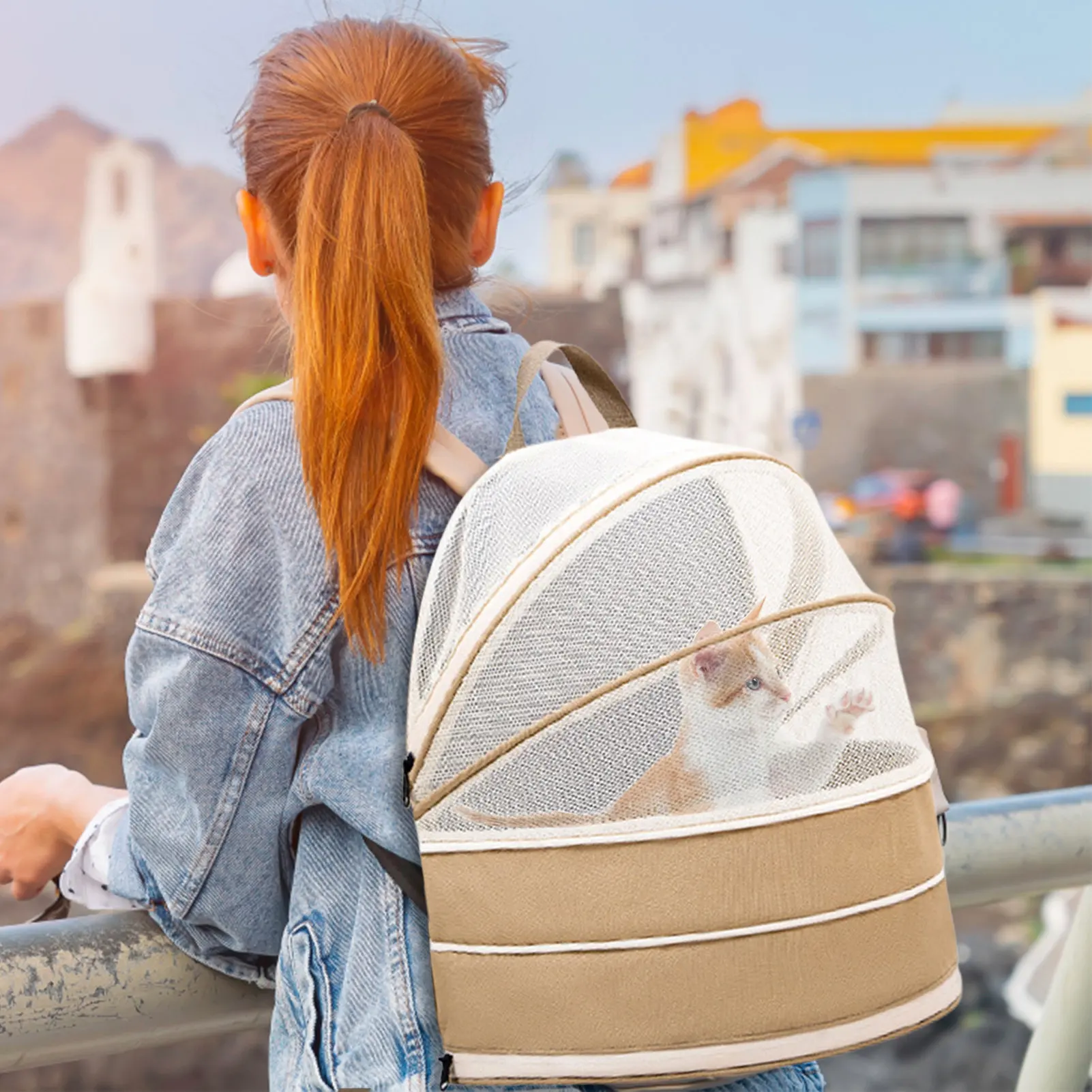 Mochila De Transporte para mascotas, bolsa extensible duradera para perros, senderismo, viajes, Camping, uso al aire libre