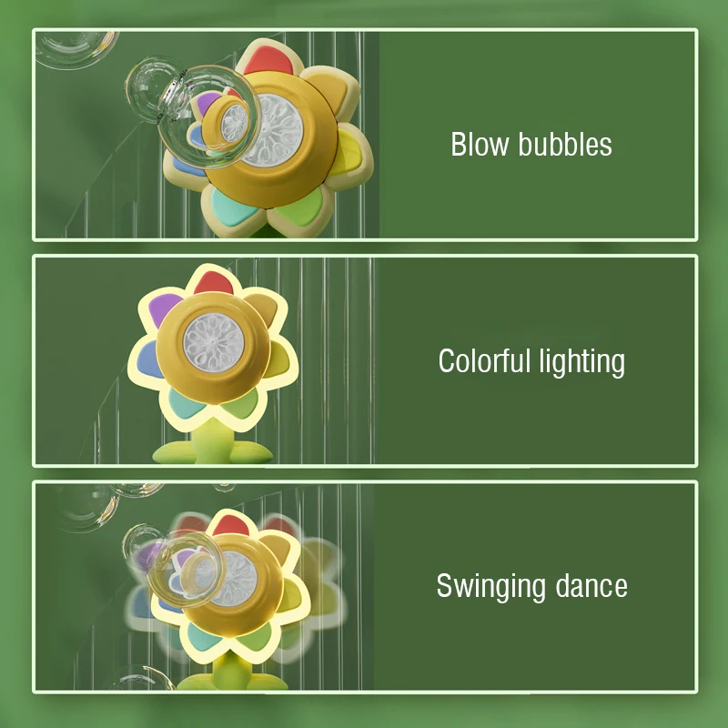 Seven Color Sunflower Handheld Bubble Machine Shake Head Soap Bubbles Swing Light 3 Speed Adjustment Automatic Blowing Kids Toys 5