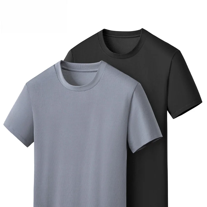 Luxury 100% Pima Cotton White T-shirt for Men 2024 Summer New Short Sleeved Round Neck Fashion Man Clothing Plus Size 4XL Tees 5