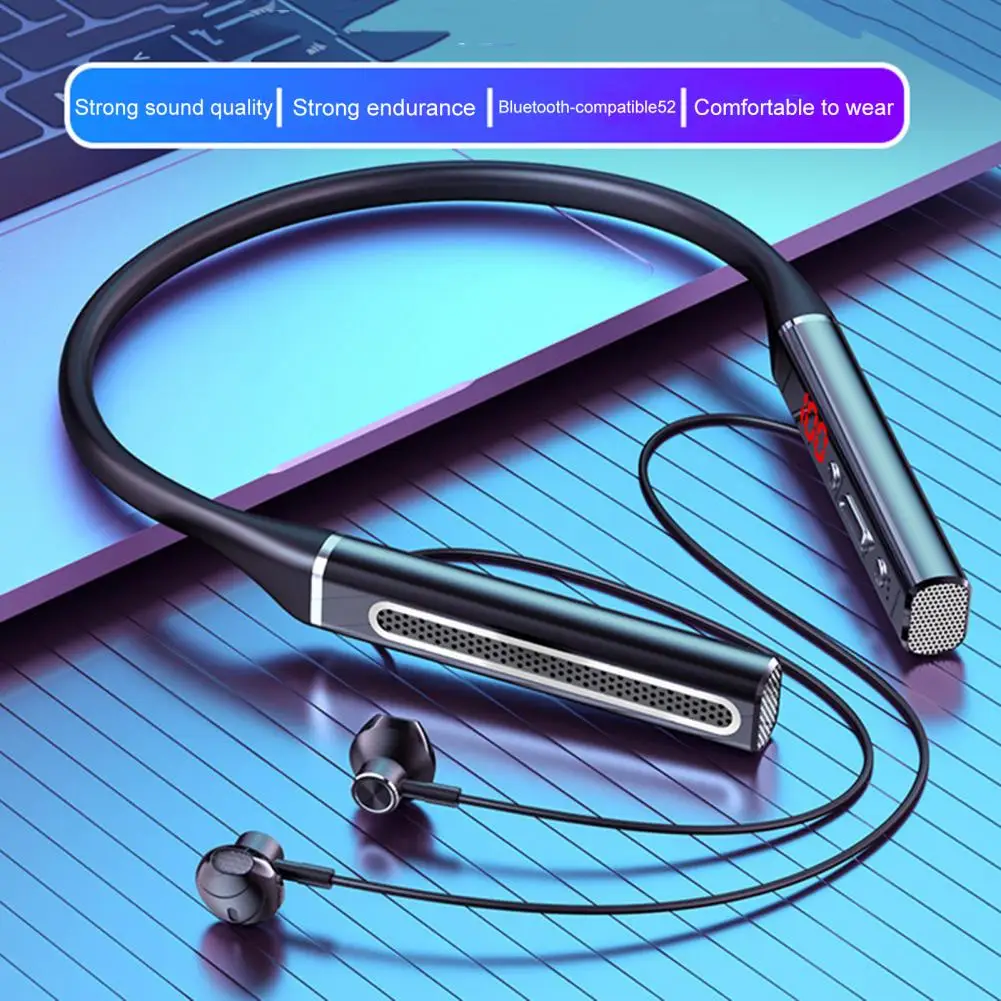 

Wireless Headsets 1 Set Practical HiFi Stereo Surround Neck Hanging with Power Data Display Wireless Earphone for Home