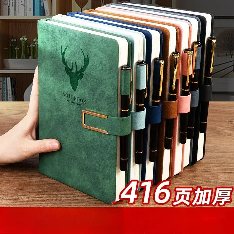 Super Thick College Student A5 Leather-bound Business Notepad Thick Retro Simple Korean Version Diary Wholesale