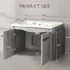 24 Inch Floating Sink Combo, Grey Wall Mounted Modern Vanity, Bathroom Cabinet Vanity W/ Soft-Closing Double Extra Large Doors 2