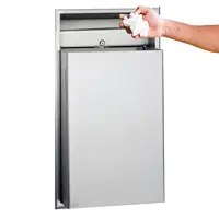 Recessed Waste Receptacle, Satin Finish 12-Gallon –Wall-Mounted Stainless Steel Trash Can for Commercial Restrooms Liner 1
