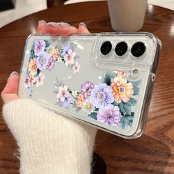 Clear Floral Design Phone Case 5G Capa - Samsung Galaxy S23 Ultra (A743)