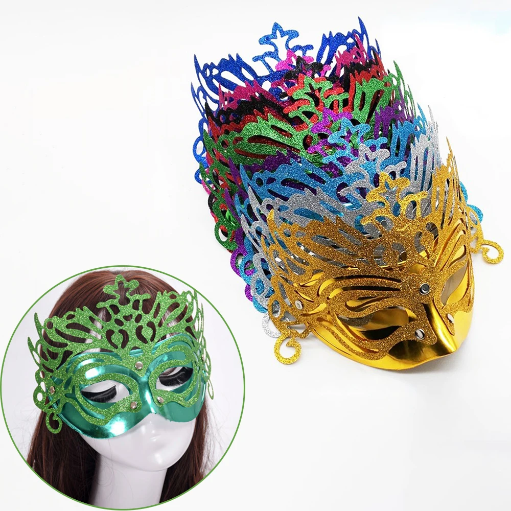 

1pc Colorful Gold Powder Half Cover Crown Mask Party Props Masquerade Mask Sexy Mask Dinner Party Decorations Gift For Kids