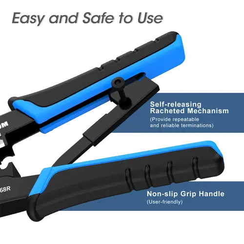 AMPCOM rj45 crimper RJ11 RJ45 Crimping Tool Ethernet Network LAN Cable Crimper Cutter Stripper Plier for 6P 8P RJ-11/RJ-12 RJ-45 - Image 4
