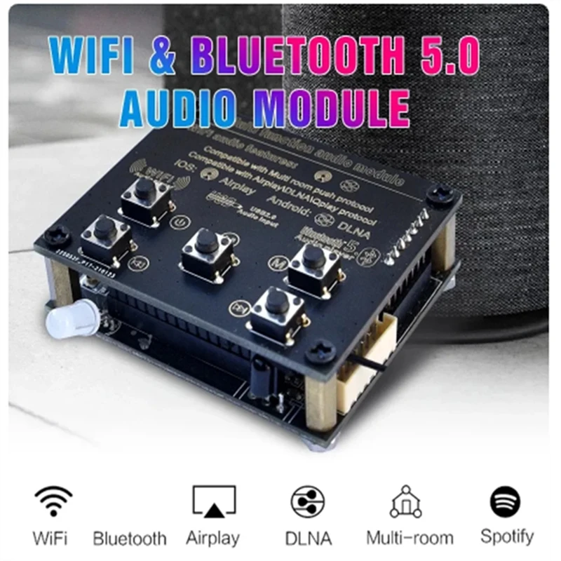 WB05 Wifi And Bluetooth 5.0 Bluetooth Module I2S Analog Output Board ESS9023 With Airplay DLNA Wifi Audio