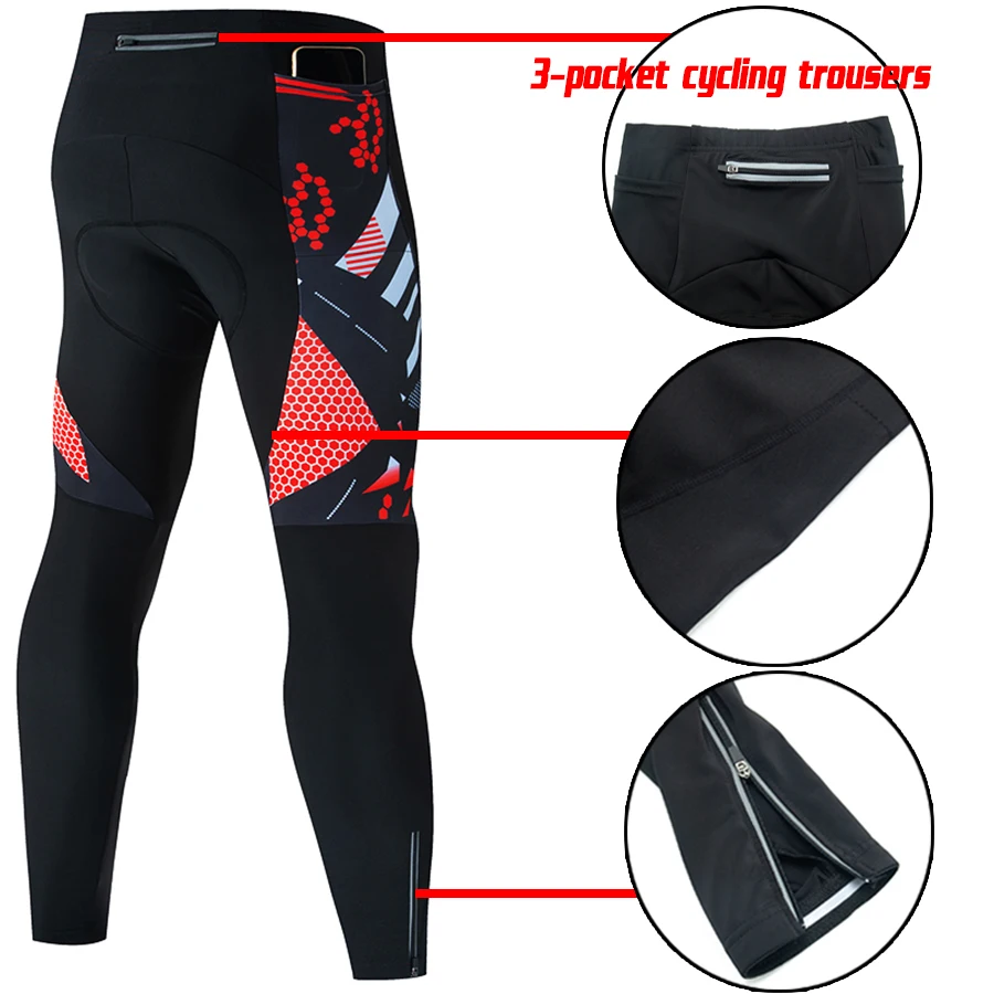 3 Pockets Anti-shock 2023 Cycling Pants Mountain Bike Cycling Trousers Anti-sweat 5D Anti Slip Padded Gel Racing Bicycle Pants