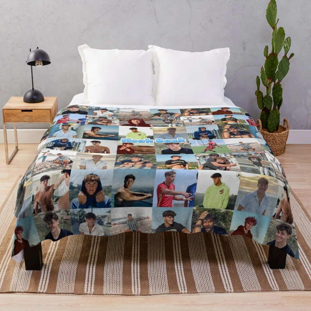 

Noah Beck Collage Throw Blanket Comforter Beach Cute Plaid Luxury Throw Flannels Blankets