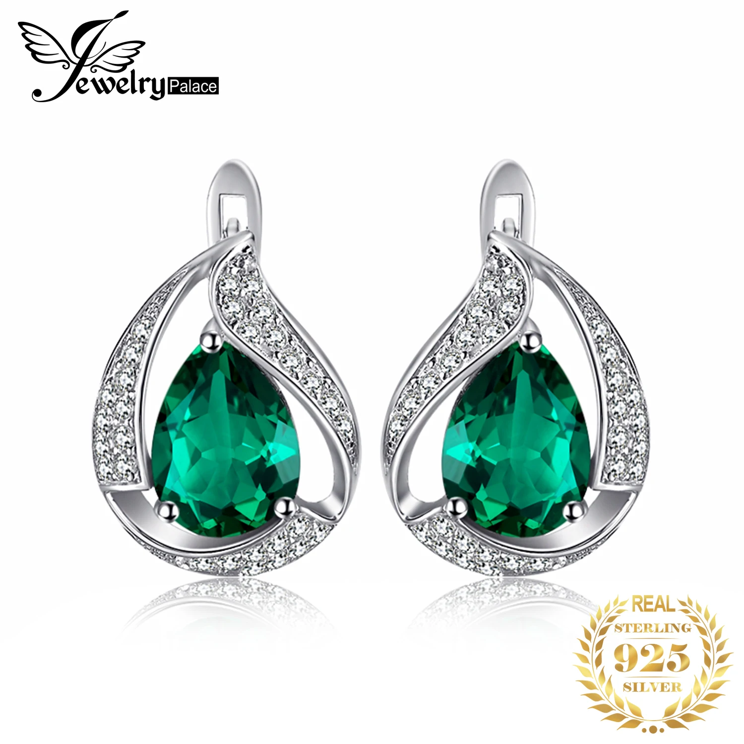 JewelryPalace Green Simulated Nano Emerald 925 Sterling Silver