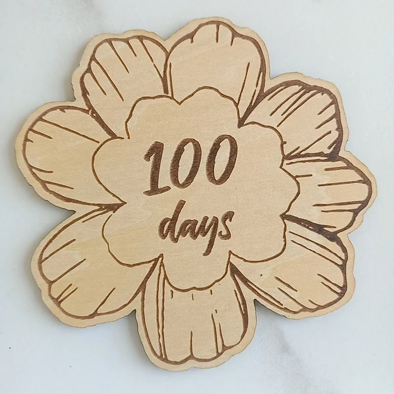 Wooden Baby Growth Commemorative Card Commemorative Book 100 Days Newborn Hundred Day Photo Props Round Wooden Pieces