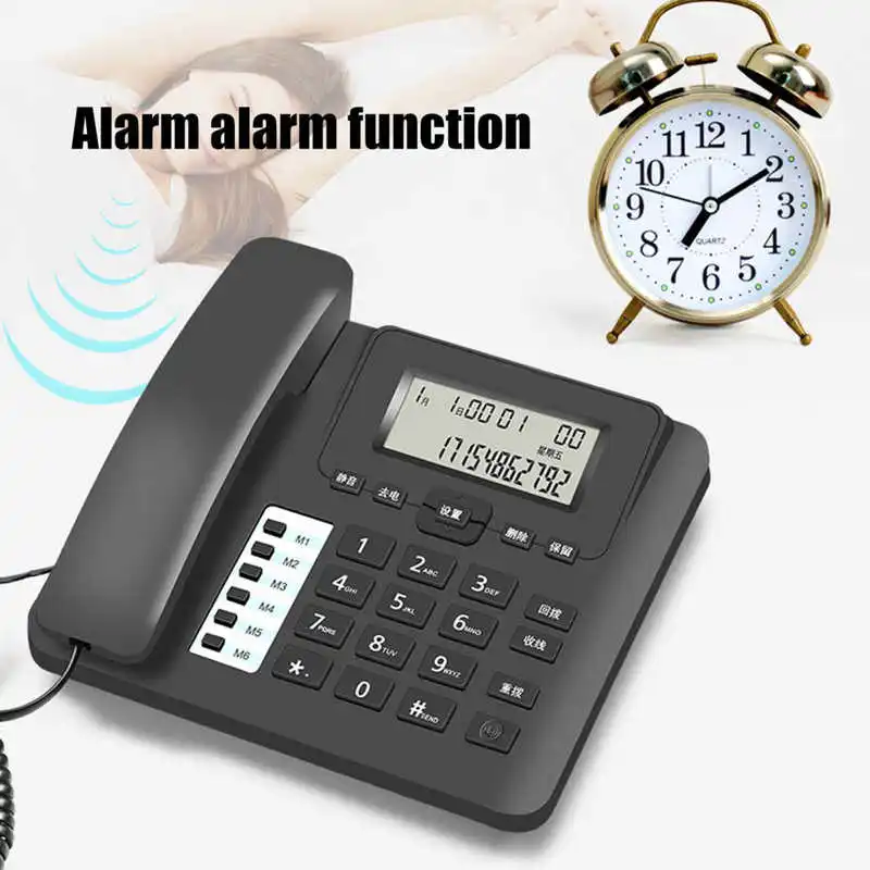 

Home Desktop Corded Telephone LCD Display Hands Free Caller ID Alarm Clock Business Landline Telephone for Home Hotel