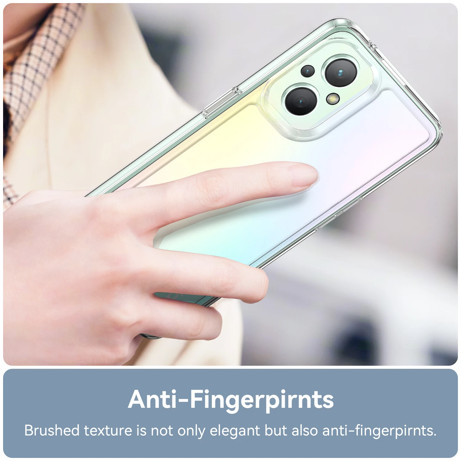 Clear Shockproof Phone Bumper Case - Hard Translucent Protective Cover