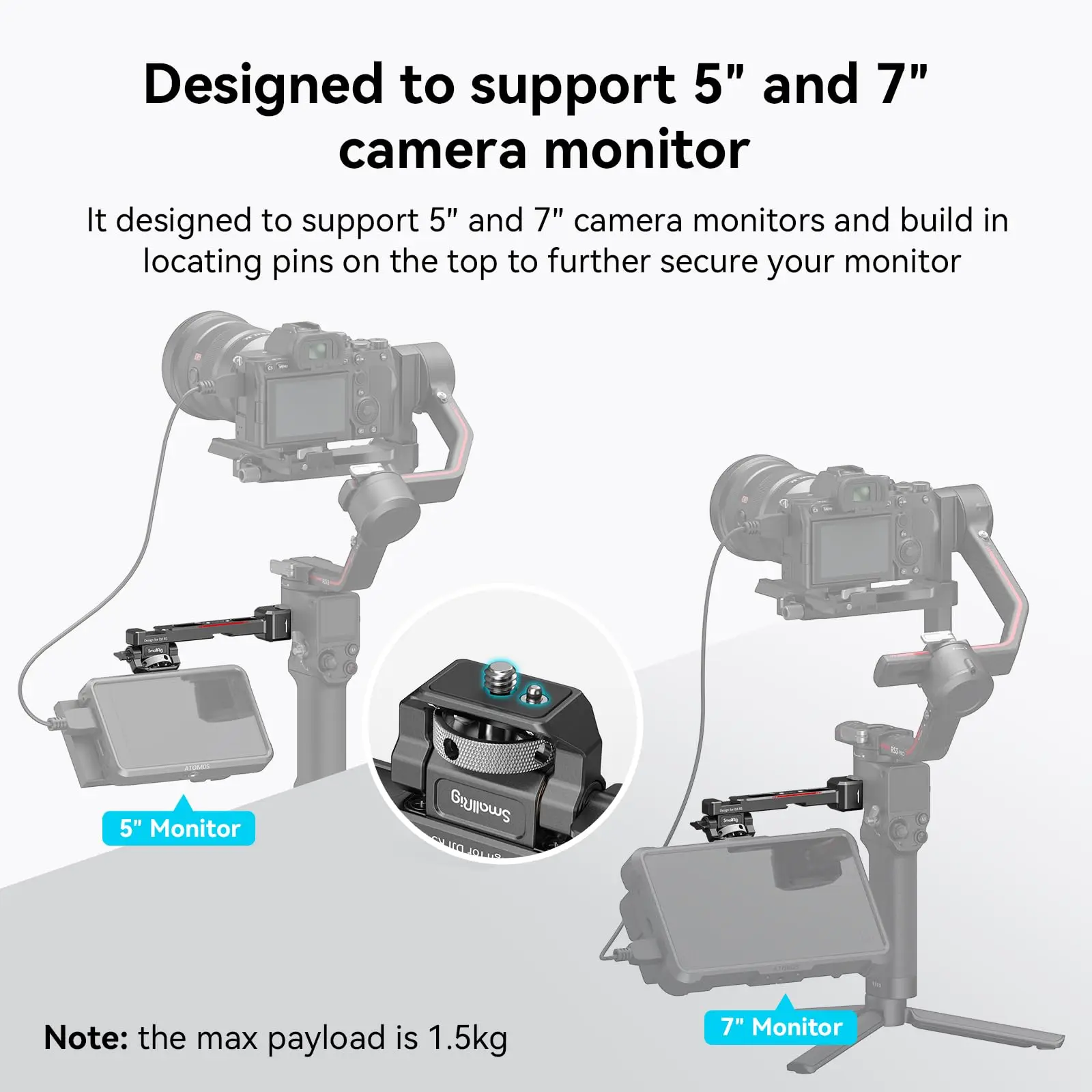 스몰리그 조절식 모니터 마운팅 지지대 (NATO 클램프, 콜드 슈 포함) DJI RS 3/RS 3 Pro/RS 3 Mini /RS4 Pro/RS 4 Mini -3026B 호환