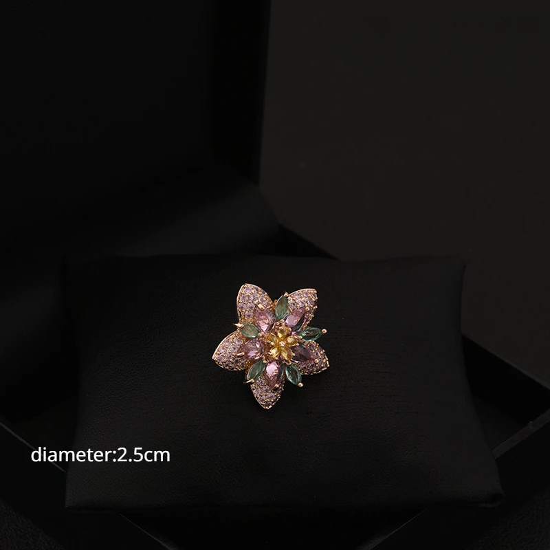 Original Design Exquisite Brooch Fixed Clothes Small Flower Pin Snowflake Shining Crystal Corsage Accessories Women Jewelry 6030