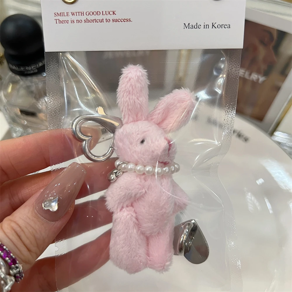 Korean Kawaii Plush Rabbit Phone Charms Pendant Cute Key Chain For