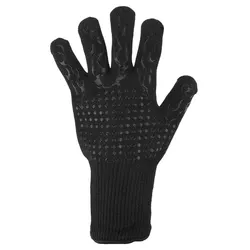 High-Temperature Heat Resistant BBQ Fire Gloves - Flame Retardant and Non-Slip Oven Mitts (Black)