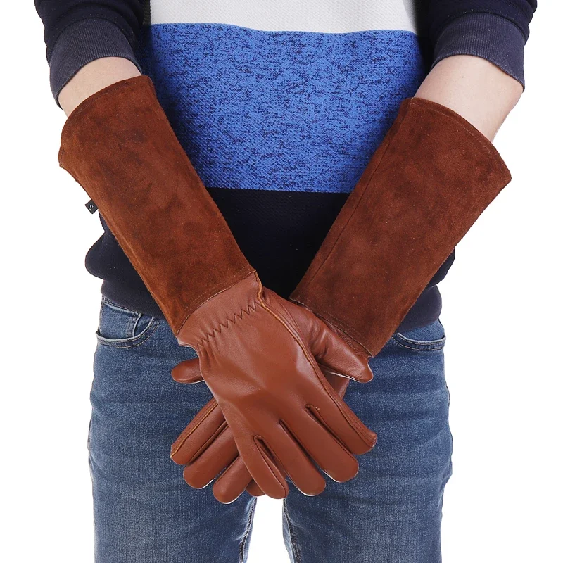 1 Pair Heavy Duty Gardening Rose Pruning Gauntlet Gloves Thorn Proof Long Sleeve Work Welding Garden Gloves 2