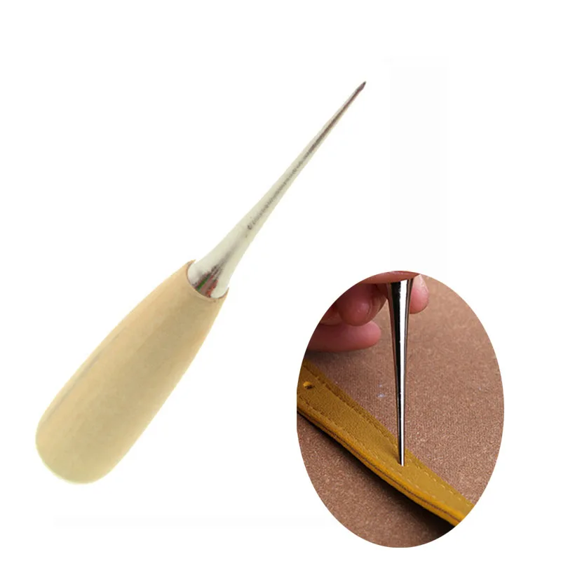 Leather Sewing Kit Wooden Handle Awl Tools DIY Leather Sewing Awl Needle Leather Craft Punch Hole Tool Tent Shoes Repairing Tool 1