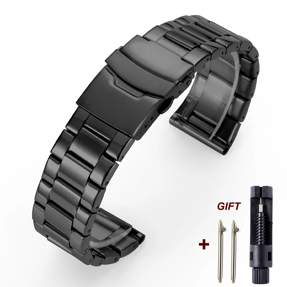 Premium Stainless Steel Semi-Solid Metal Watch Band Strap - Elegant Bracelet Accessory